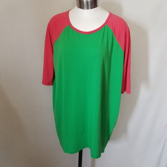 LuLaRoe Tops - Lularoe Irma Size XS Green Red/Pink Sleeves. Condi
